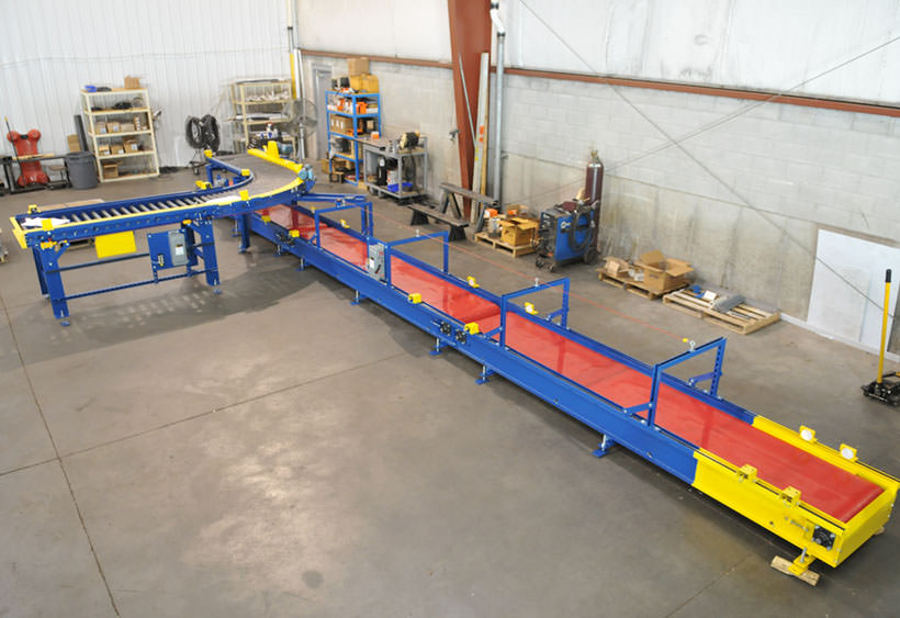 Zoned belt and CDLR conveyors for engine block machine line